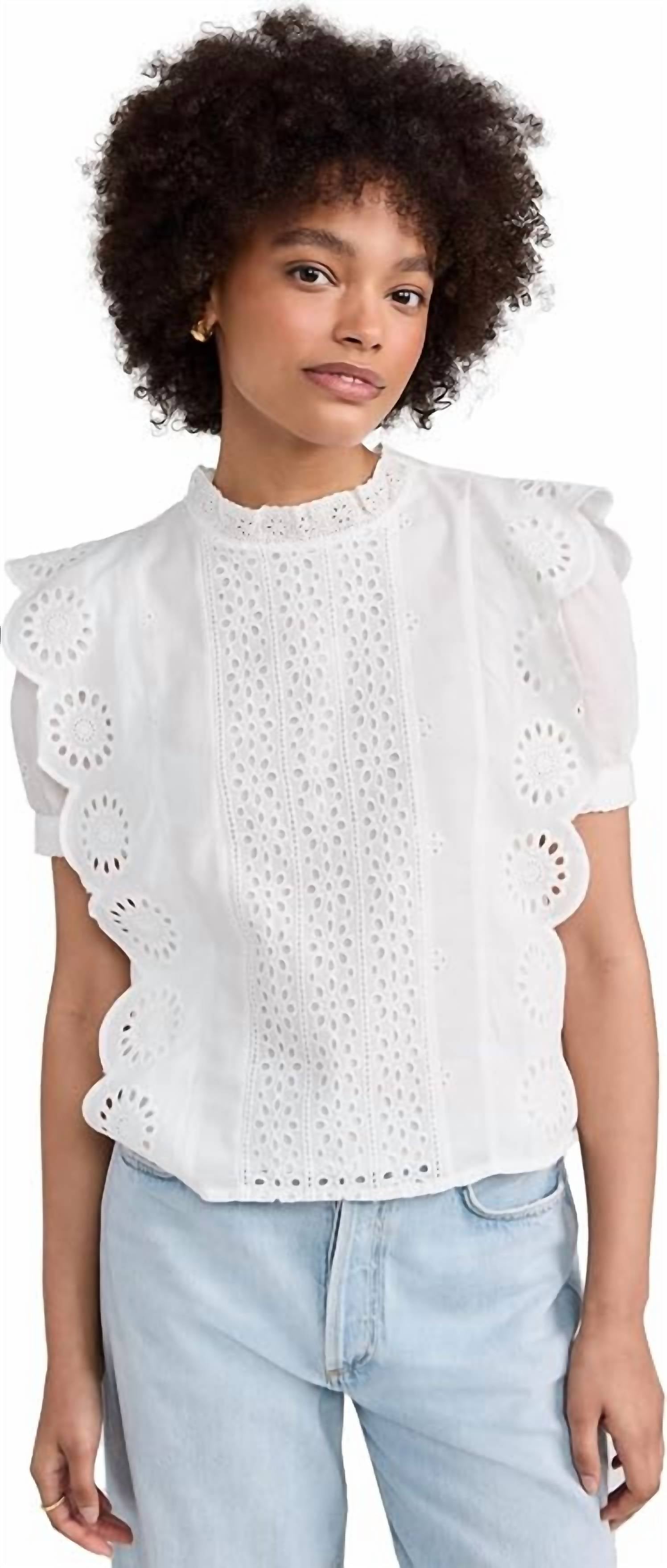 English Factory - Eyelet Short Sleeve Top