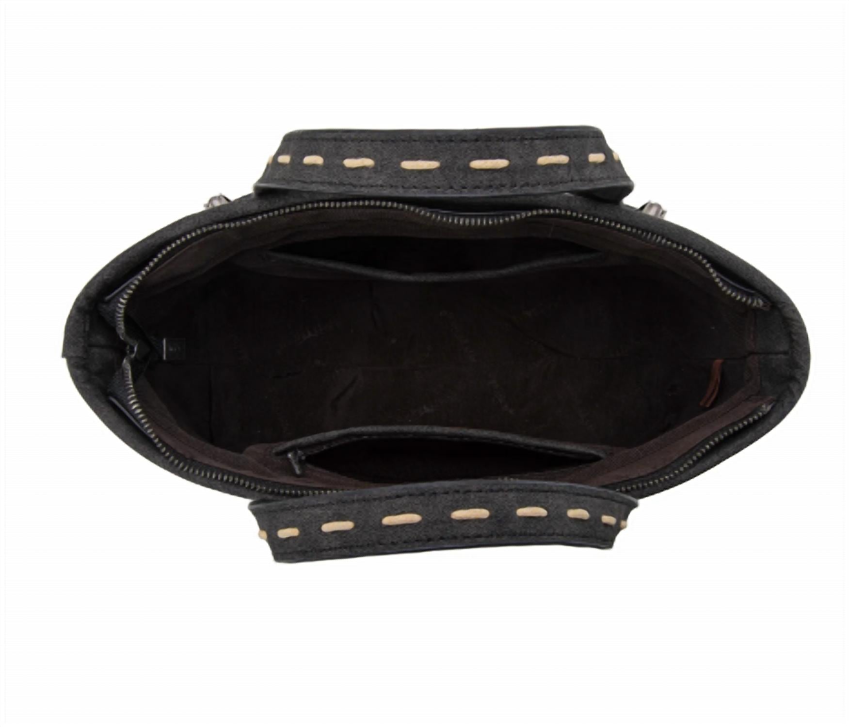 Trinity Ranch - Women's Genuine Hair On Cowhide Tooled Tote Crossbody Bag