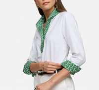 Hinson Wu - Ainsley 3/4 Sleeve Chain Link Polo Shirt