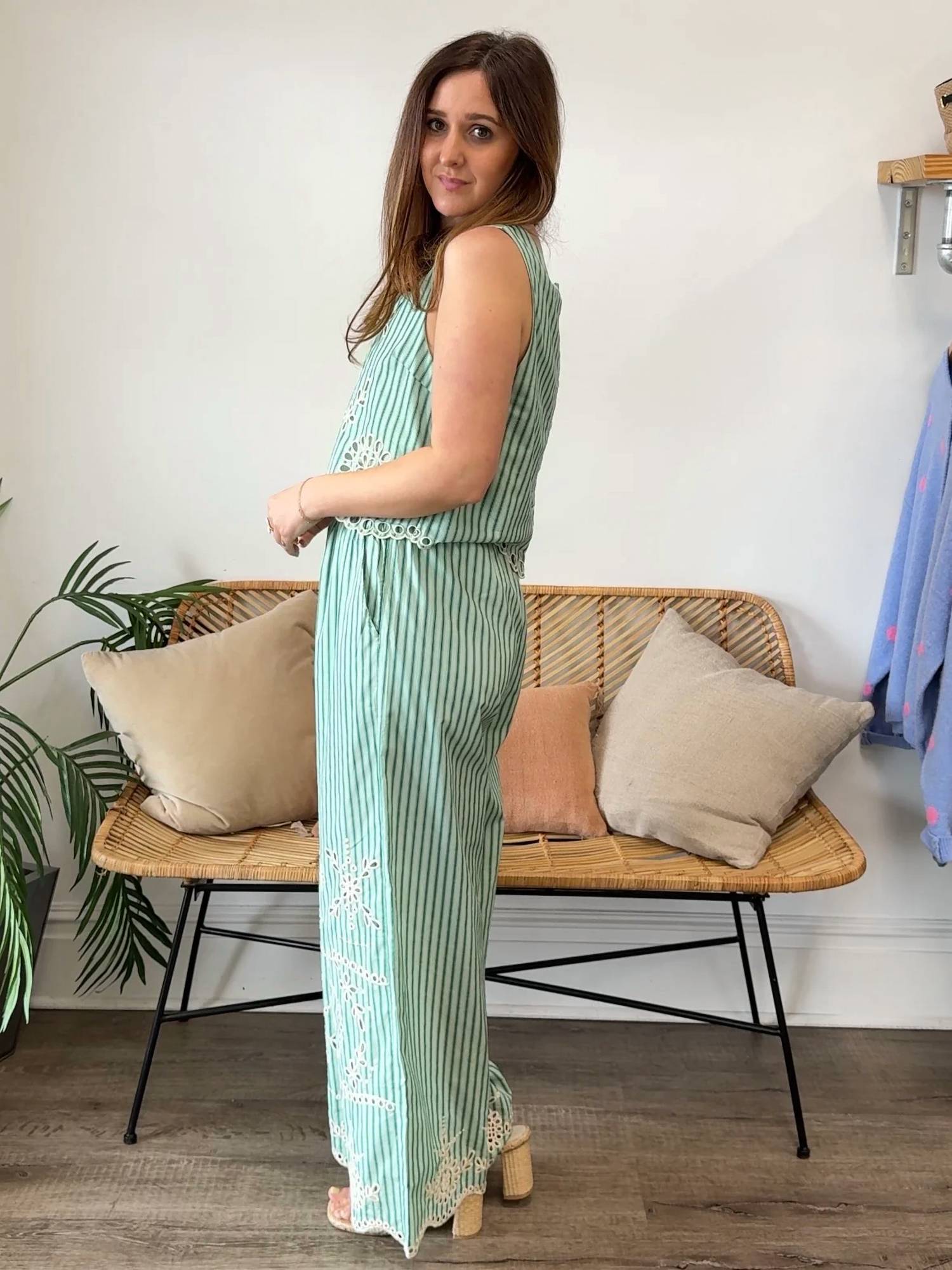 Entro - Olivia Wide Leg Striped Pants