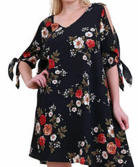 Umgee - Floral Print Cut Out Dress - Plus