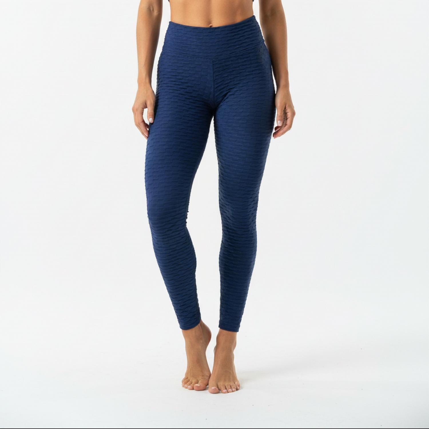 BBrazil Clothing Basket Weave Jacquard Long Leggings in indigo blue - women's pants