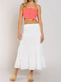 Pol - Eyelet Tiered Maxi Skirt