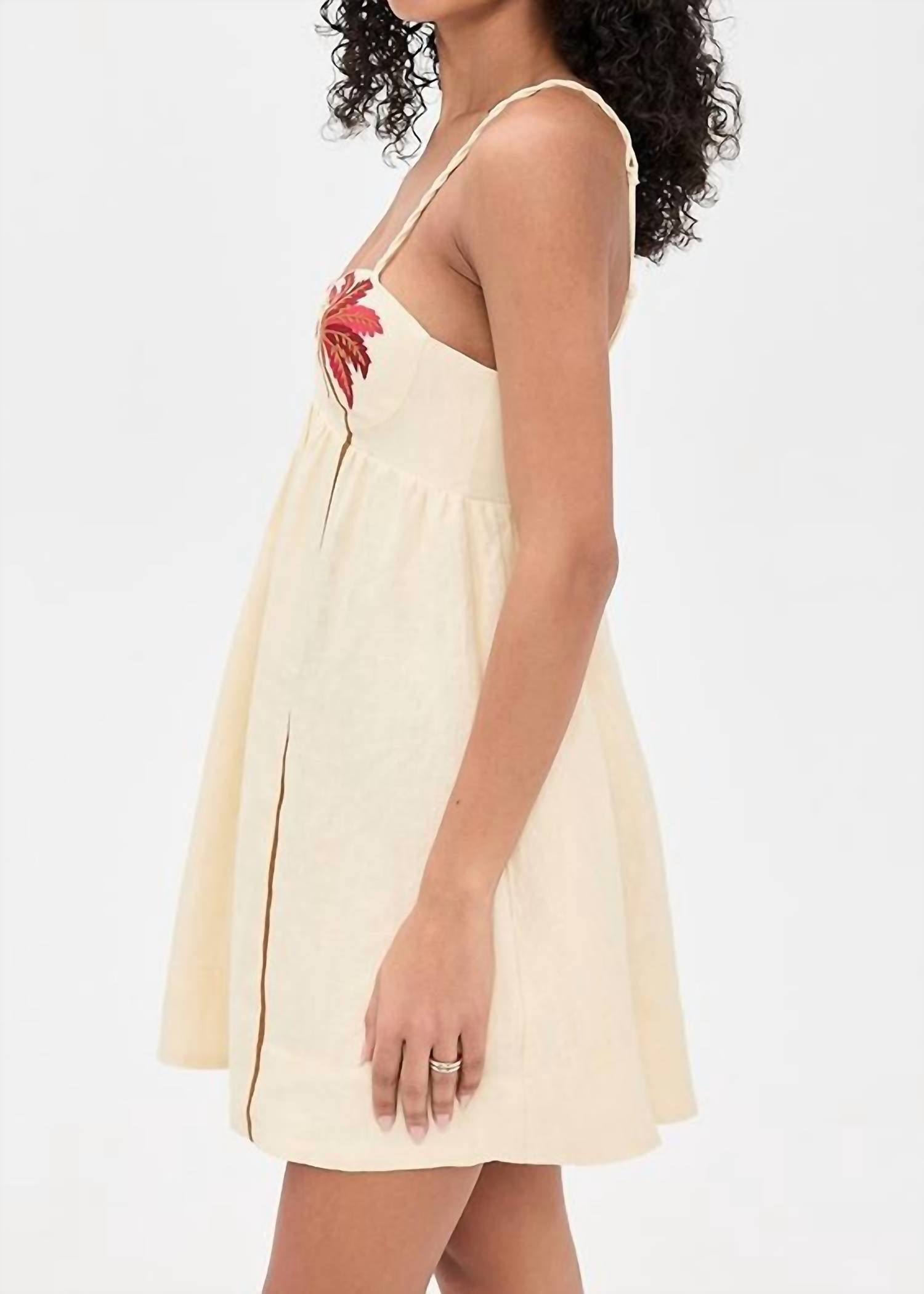 Farm Rio - Coconut Tree Embroidered Mini Dress