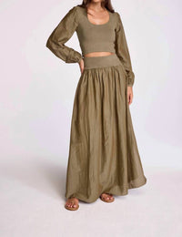 sundays Jones Pleated Maxi Skirt in moss - women's skirt