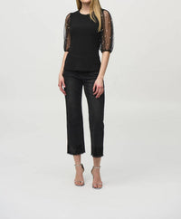 Joseph Ribkoff - Stasia Silky Knit Top With Embellished Mesh Sleeves
