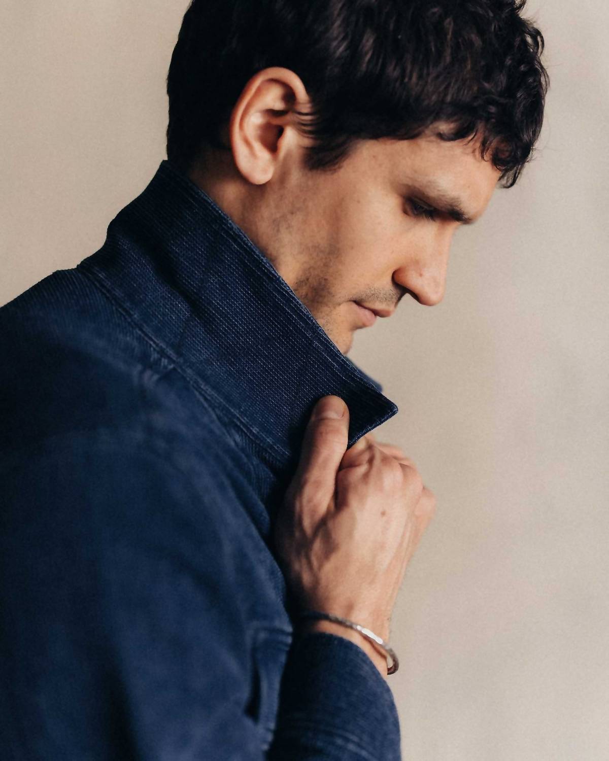 Taylor Stitch Long Haul Jacket in rinsed indigo waffle - men's jacket - detail view