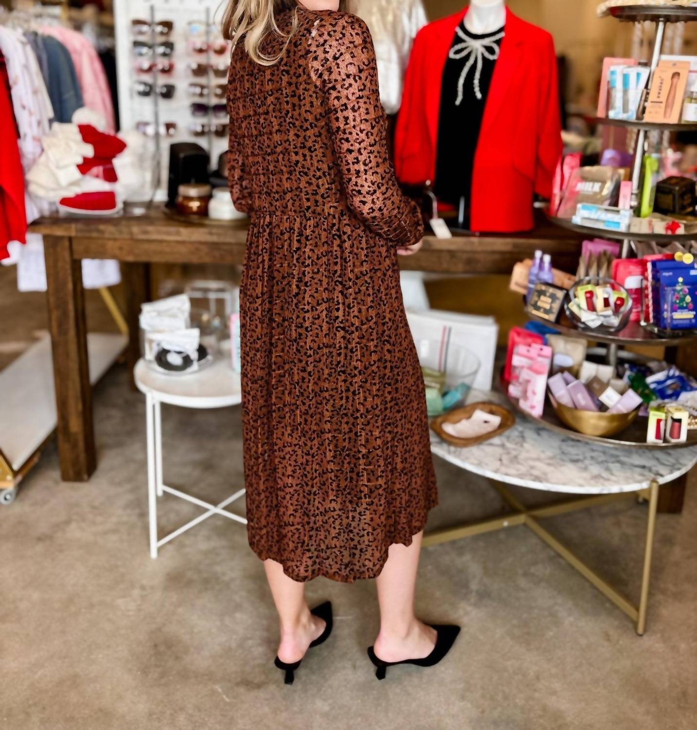 THML Devore Dress in brown - women's dress - view 4