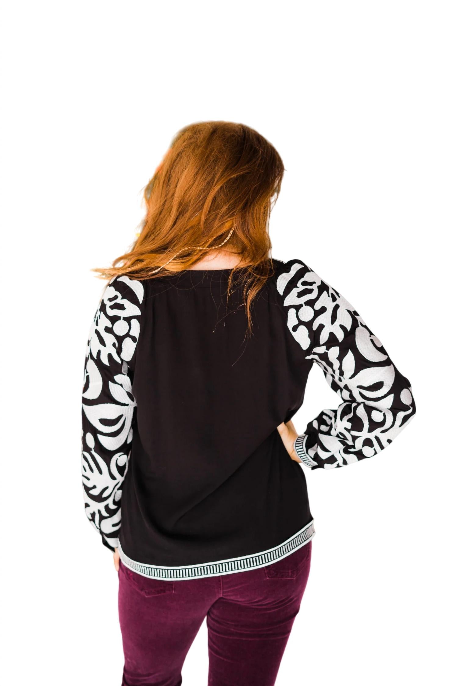 Layerz Clothing - Embroidered Sleeve Blouse