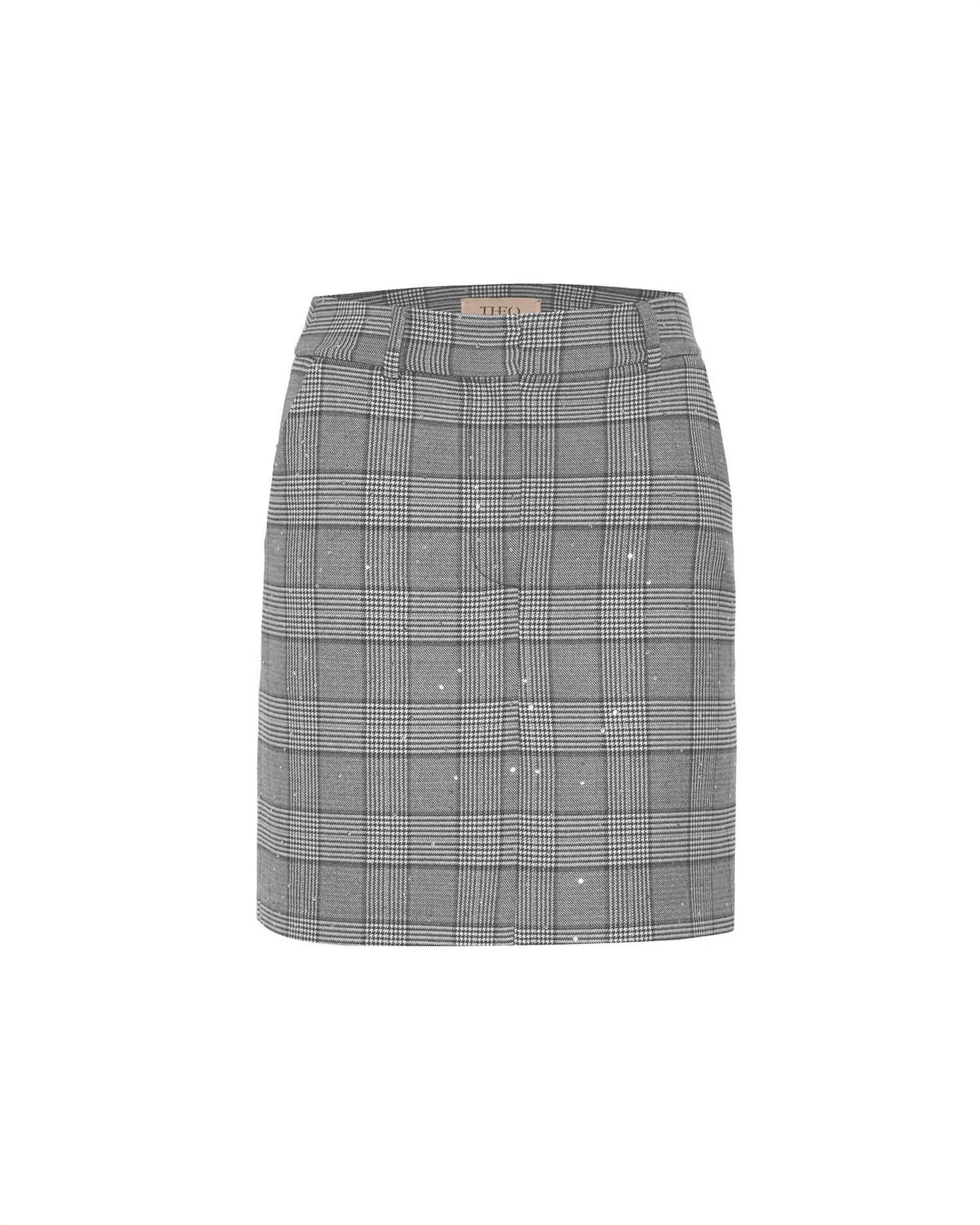 Theo The Label - Women's Eudora Sequined Prince Of Wales Mini Skirt