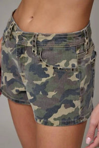 Hidden - Mid Rise Grommet Shorts