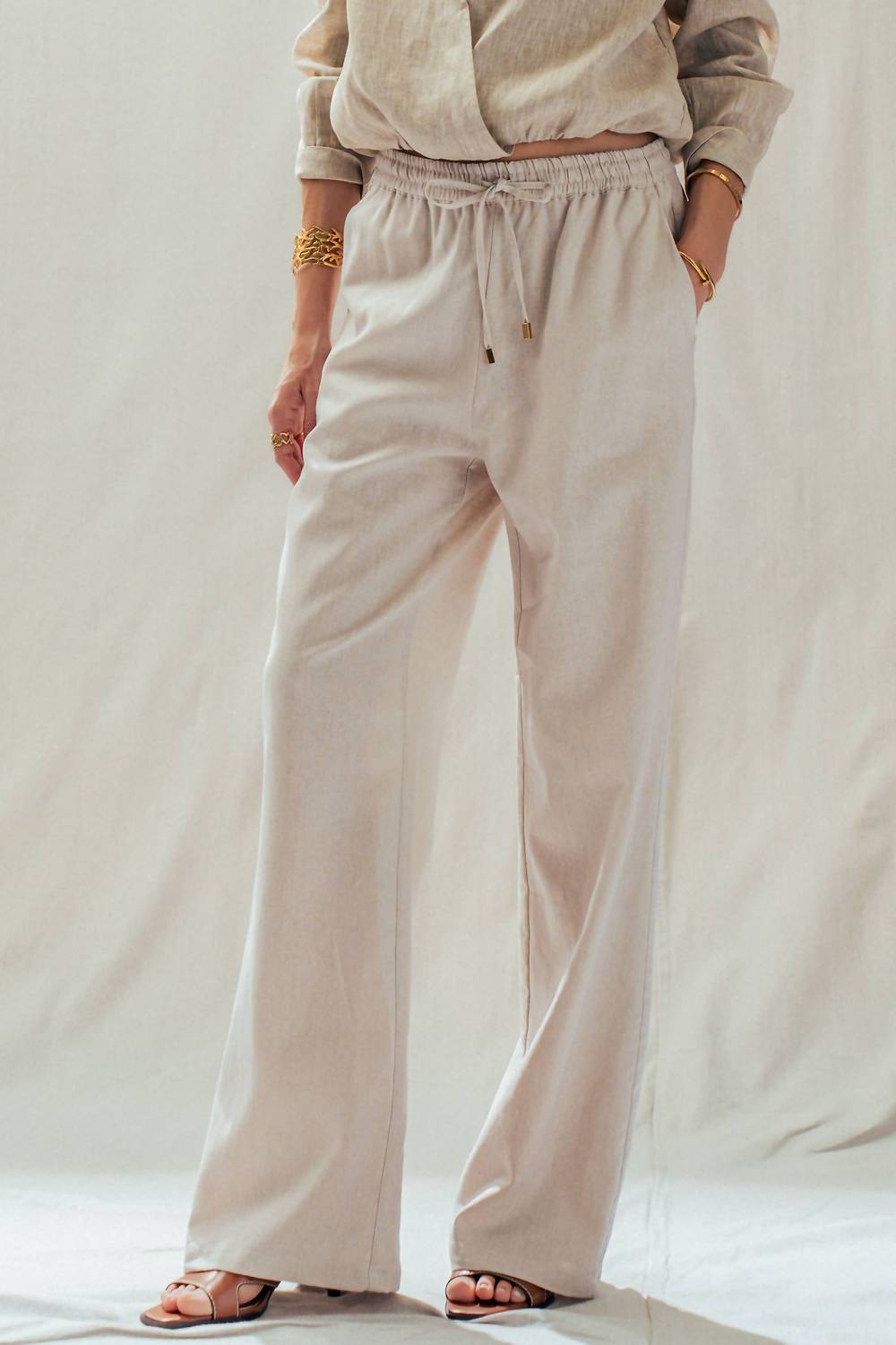 Urban Daizy - Drawstring Waist Wide Leg Pant