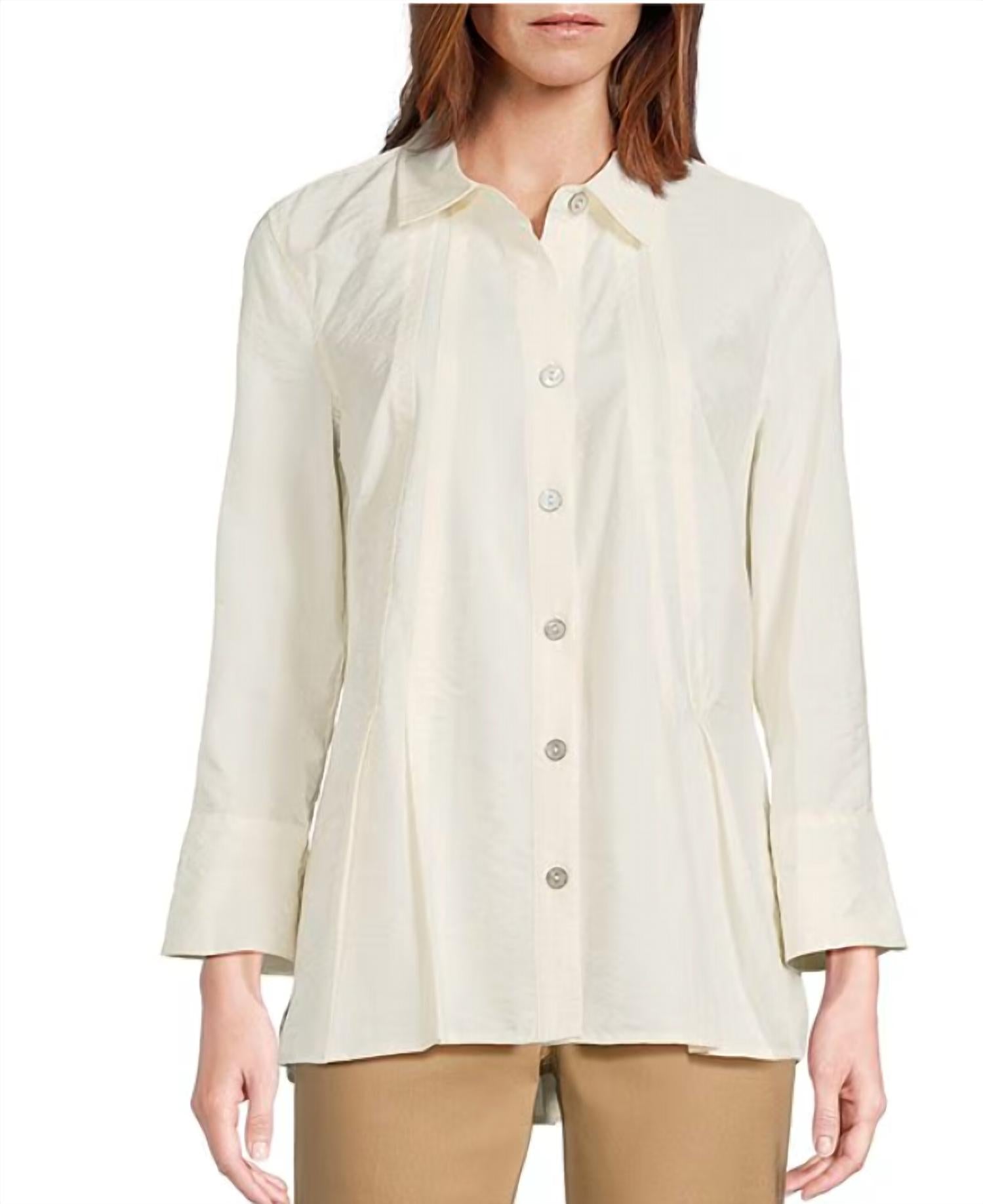 Multiples - Cuffed 3/4 Sleeve Button Front Tucked Shirt