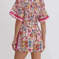 entro Floral Ric Rac Trim Romper in pink - women's pants - view 4