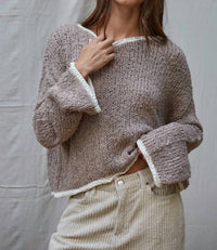 By Together - Contrast Hems Knit Pullover Sweater Top