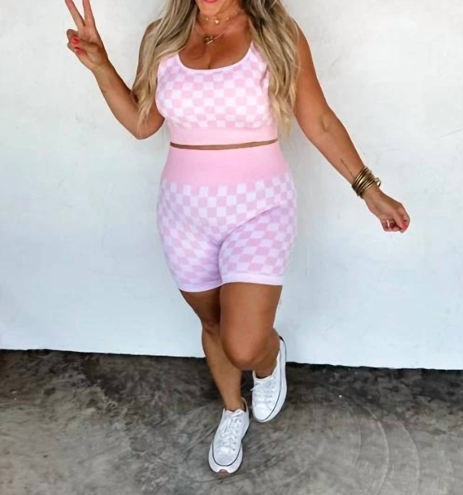 Blakeley - Hey Girl High-rise Checkered Lounge Set