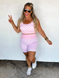 Blakeley - Hey Girl High-rise Checkered Lounge Set