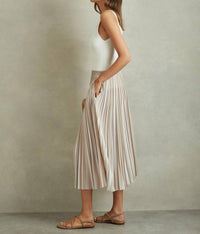Reiss - Lexie Striped Pleated Midi Skirt