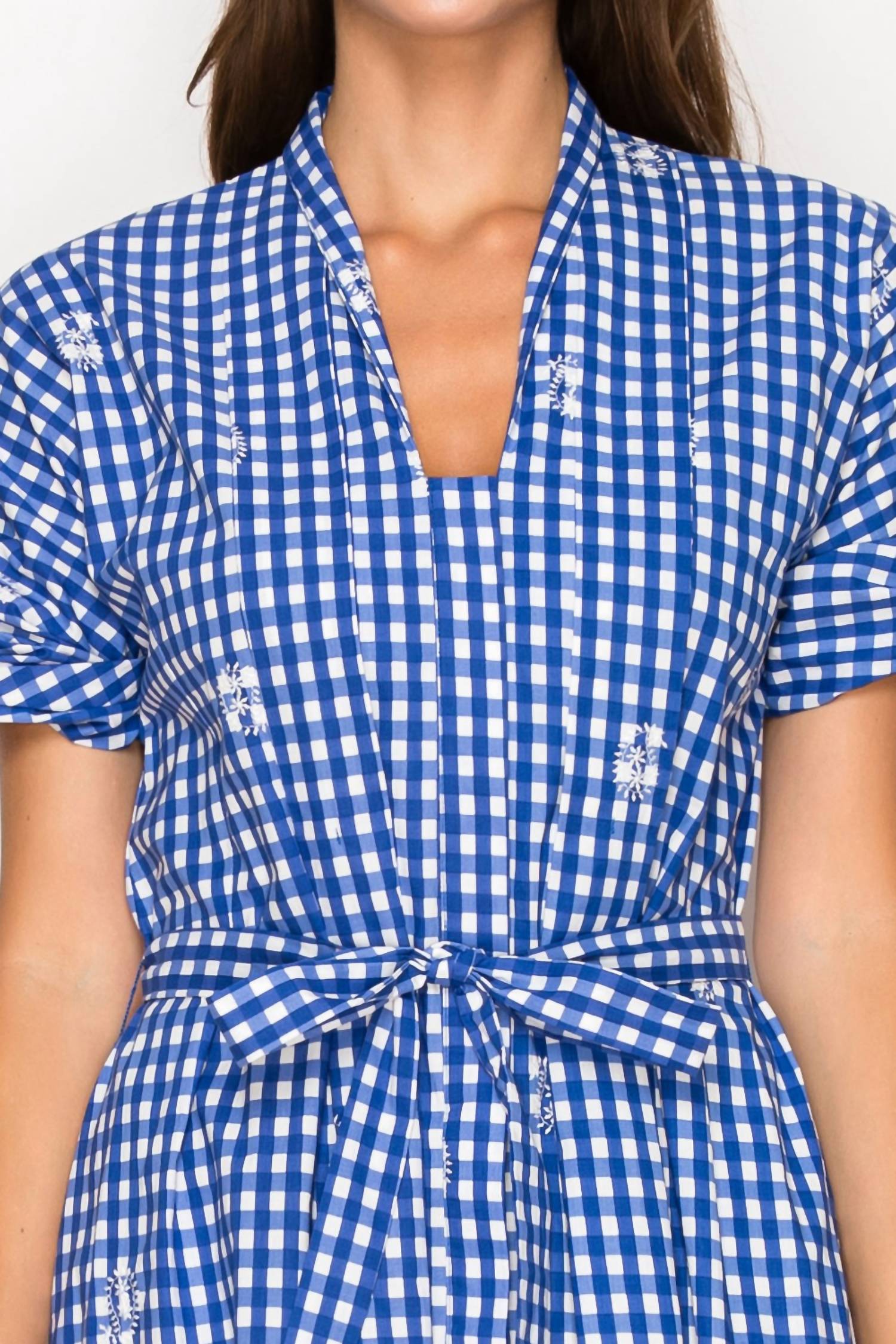 Meet Me In Santorini - Gingham Midi Dress