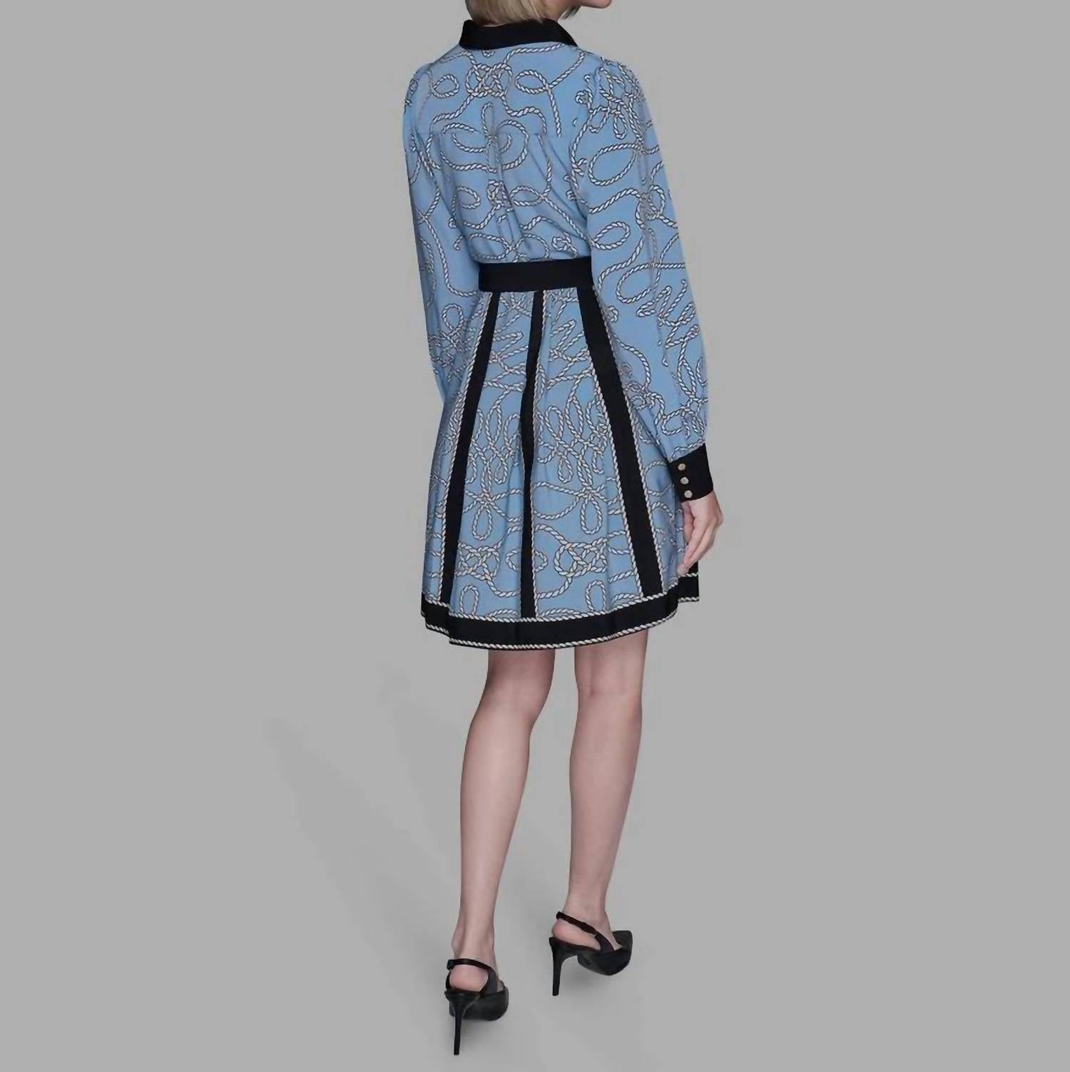 KARL LAGERFELD Rope Print Midi Shirt Dress in blue - women's dress - alternate view