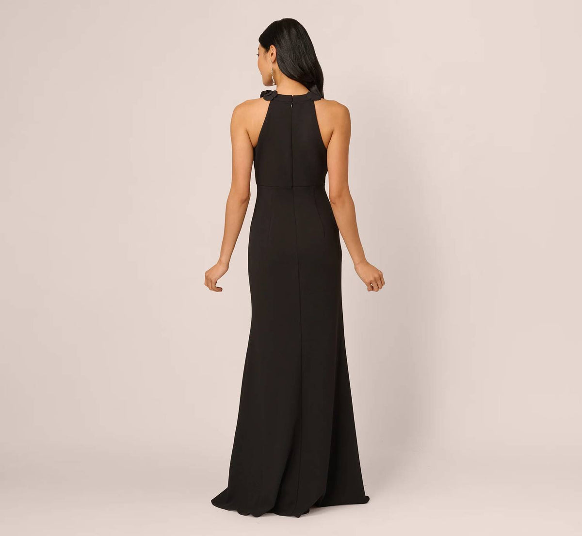 Adrianna Papell - Floral Embellished Crossover Halter Gown