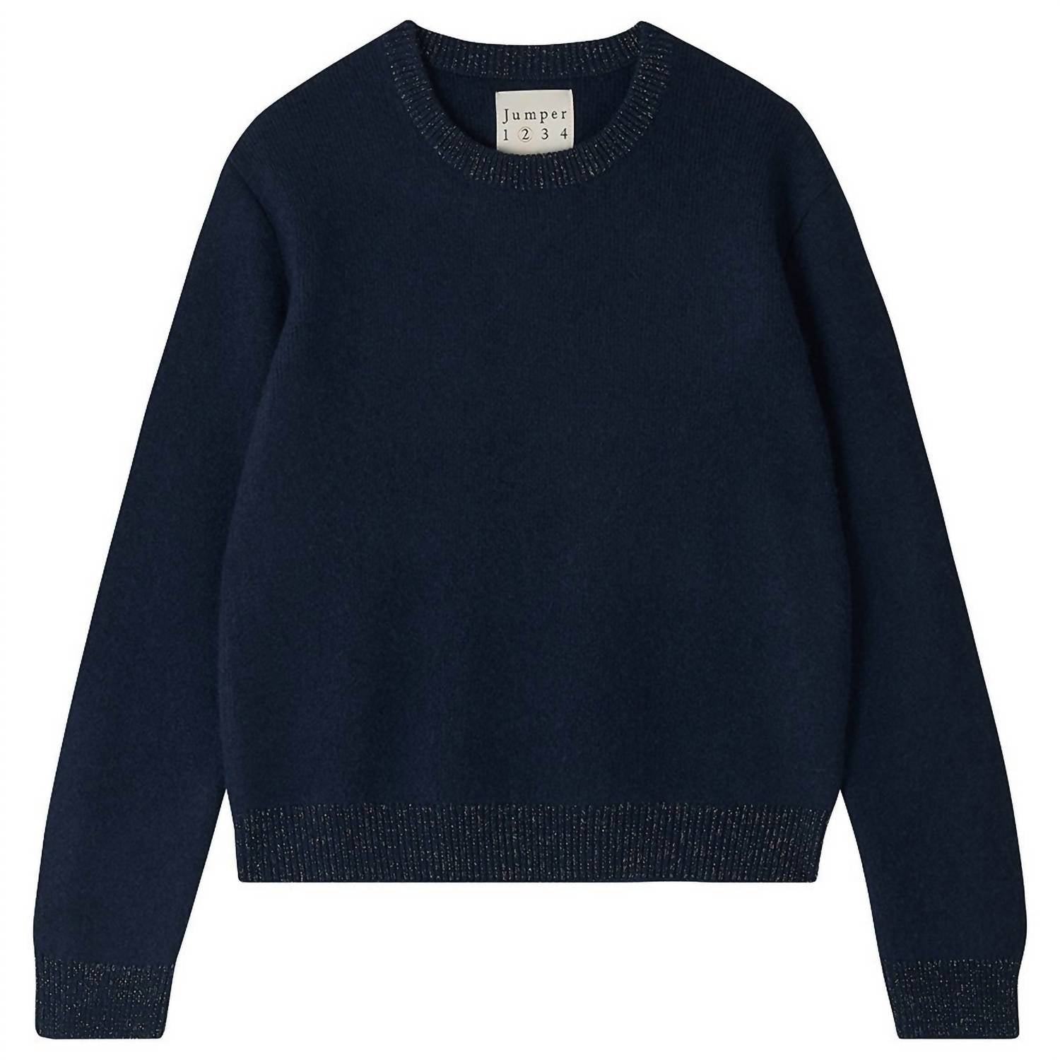 Jumper1234 - Women's Contrast Lurex Rib Sweater Top