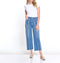 Multiples - Fringe-seamed Denim Crop Jeans