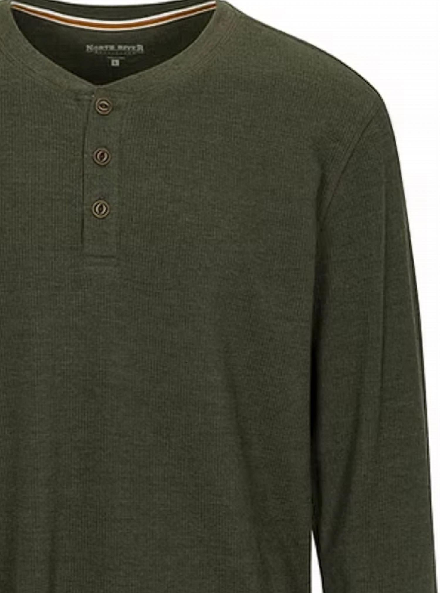 North River - Men's Heather Waffle 3 Button Henley Top