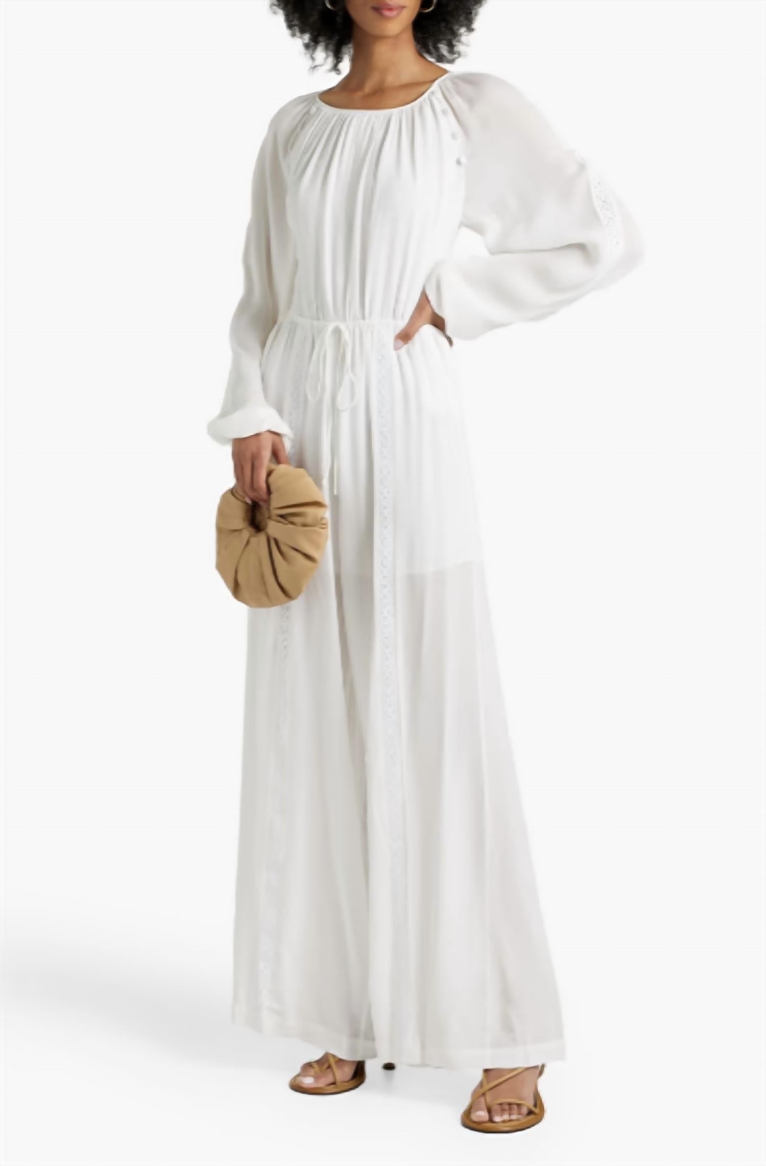 Joslin - Lois Crochet-trimmed Silk-chiffon Jumpsuit