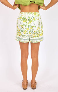 SAGE THE LABEL Dandelion Dreams Shorts in green floral - women's shorts - alternate view