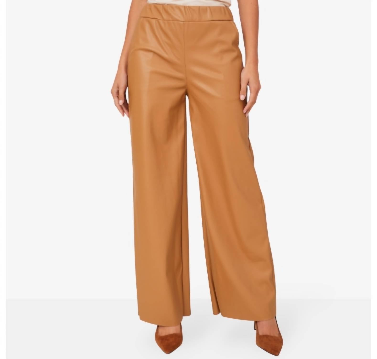 Astrid - Faux Leather Pull-on Pants