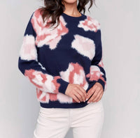 Charlie B - Hairy Yarn Floral Jacquard Crew Flora Sweater