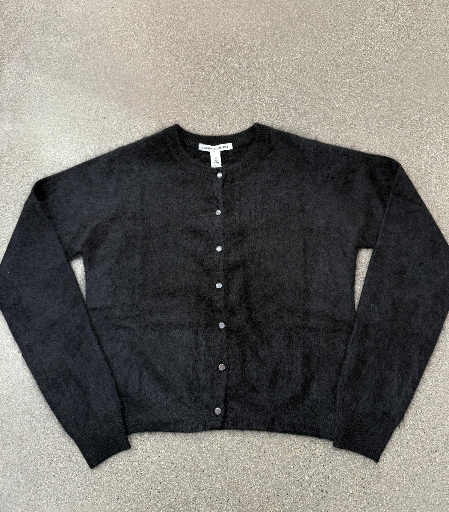 Autumn Cashmere Women's Brushed Baby Cardigan in black - women's cardigan