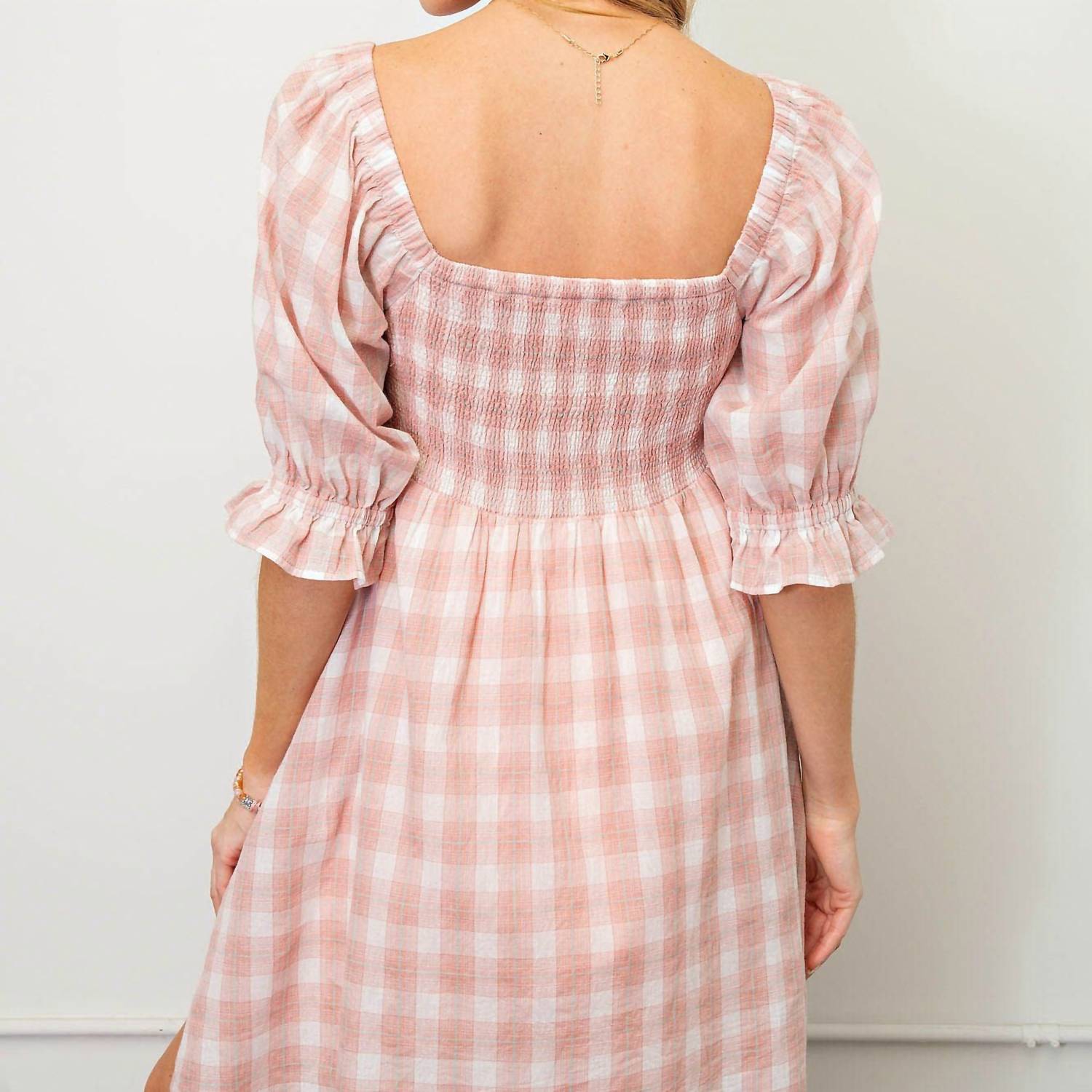 Kori - Plaid Dress With Bubble Sleeves