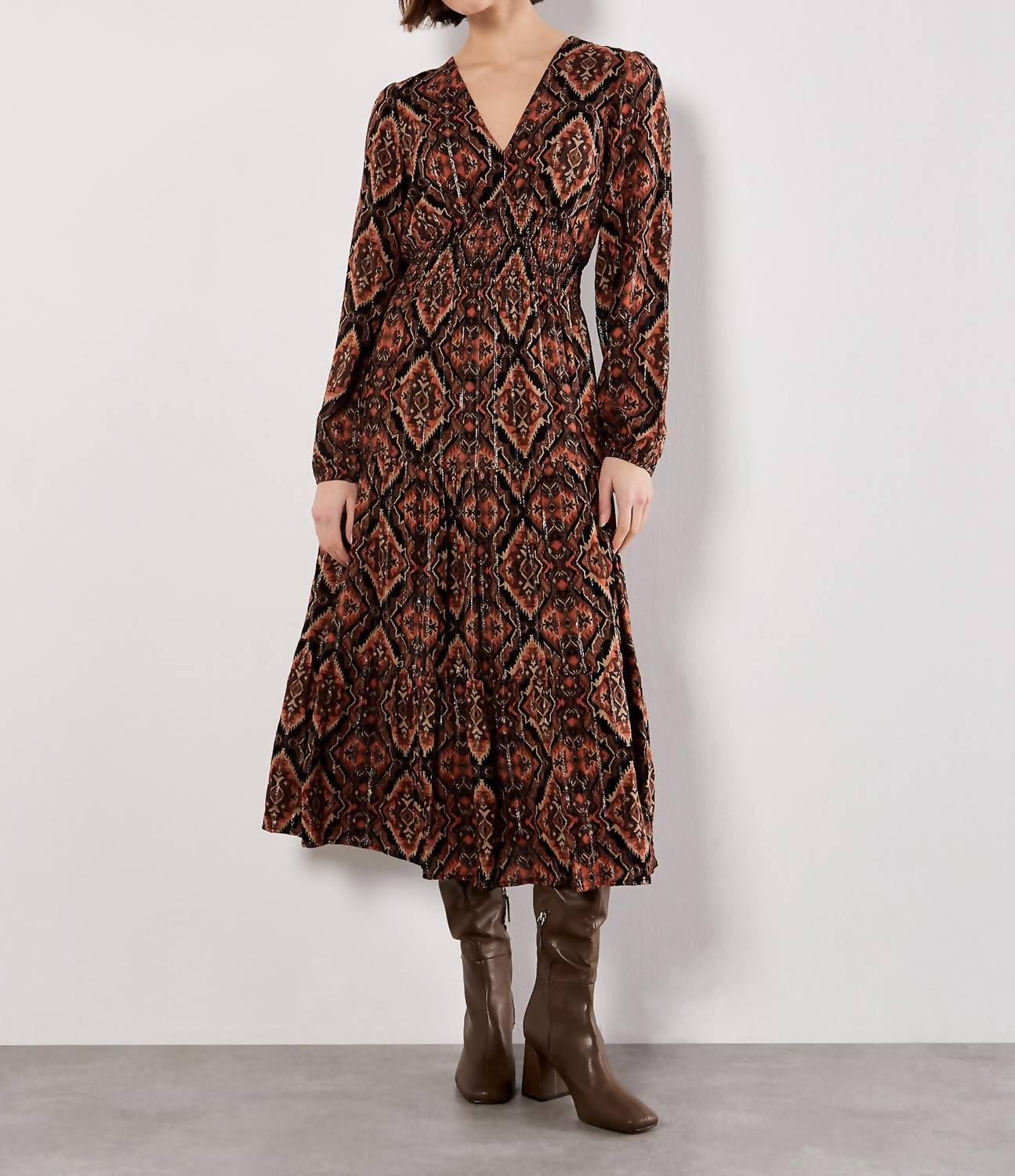 Apricot - Empire Smock Waist Tiered Dress