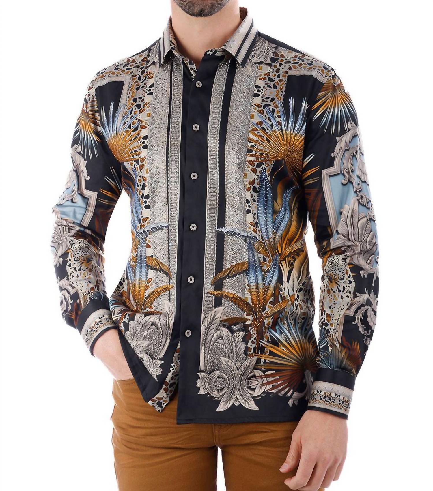 Barabas - Rage Look Rhinestone Long Sleeve Shirt