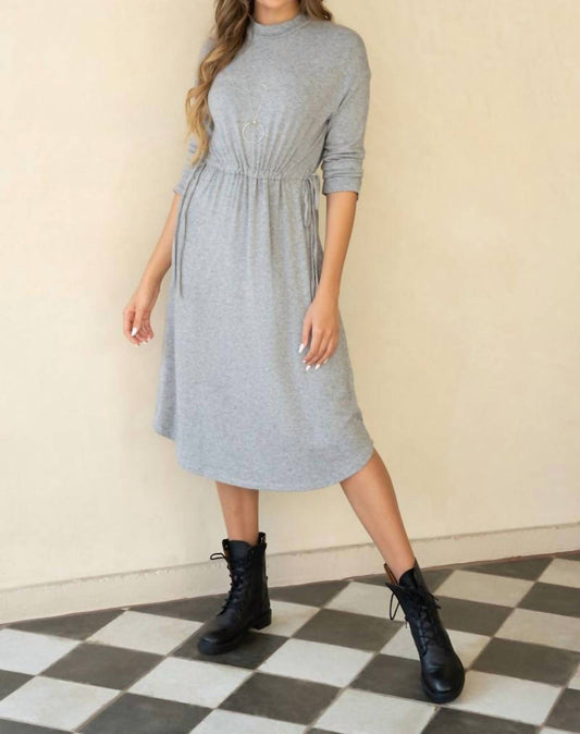 Slim Fit Soft Knit Long Sleeve Dress - Heather Grey