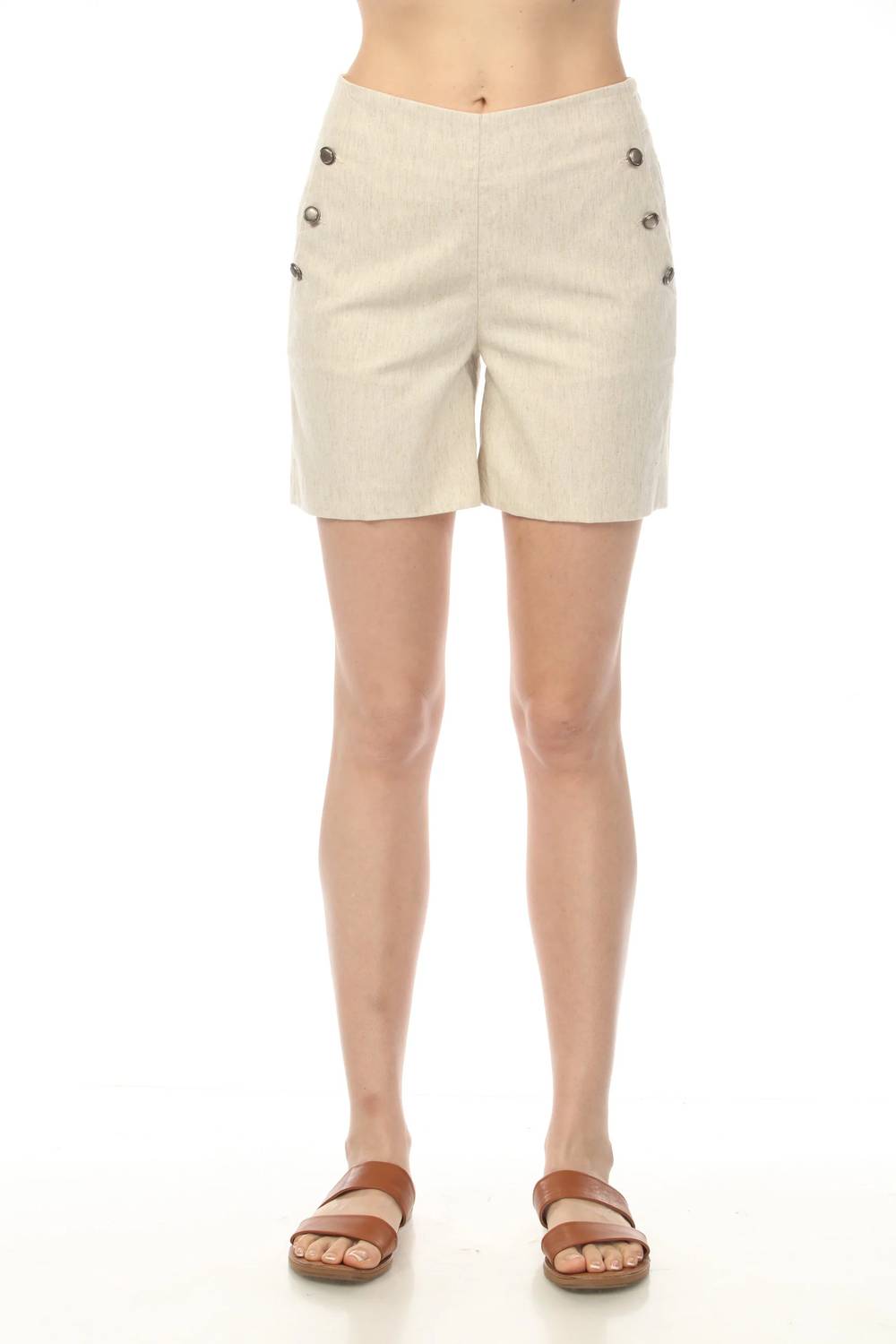 Charlie B - Button Detail Linen Stretch Shorts