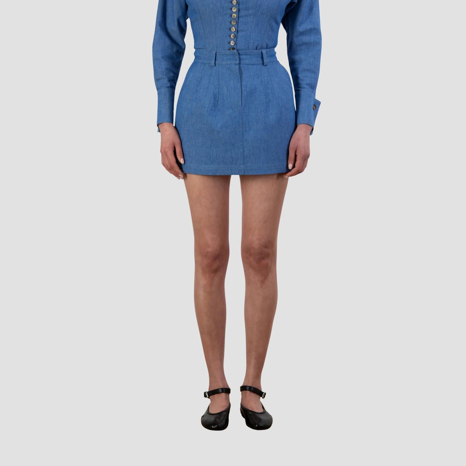Elif Ella Mini Skirt in blue - women's skirt