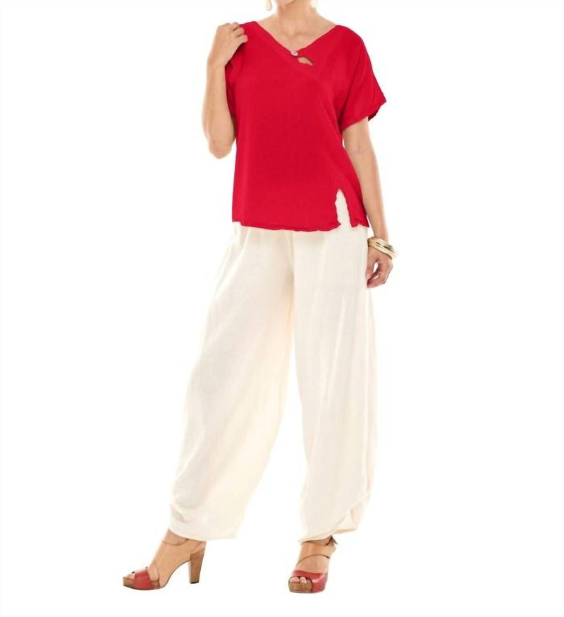 Oh My Gauze! Mike Cotton Top in crimson - women's t-shirt
