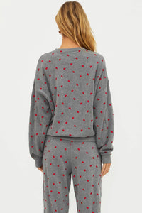 Beach Riot Devyn Oversized Sweatshirt in red love hearts - women's top - detail view