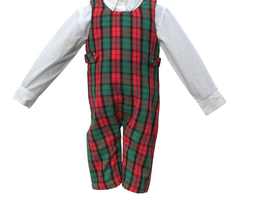Cotton Kids - Baby & Toddler Christmas Plaid Overalls