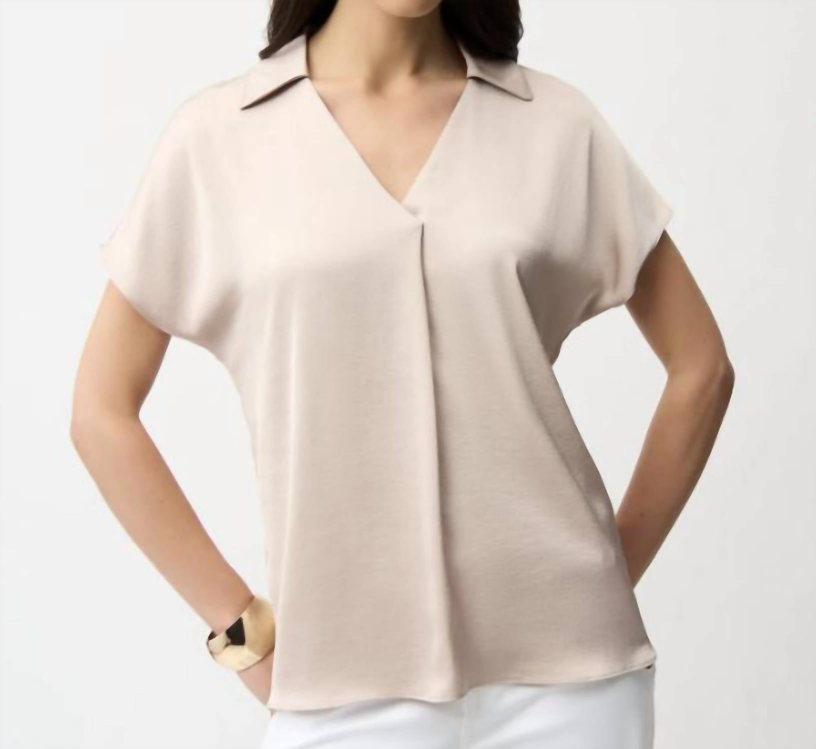 Joseph Ribkoff Silky Woven Top in parchment - women's blouse