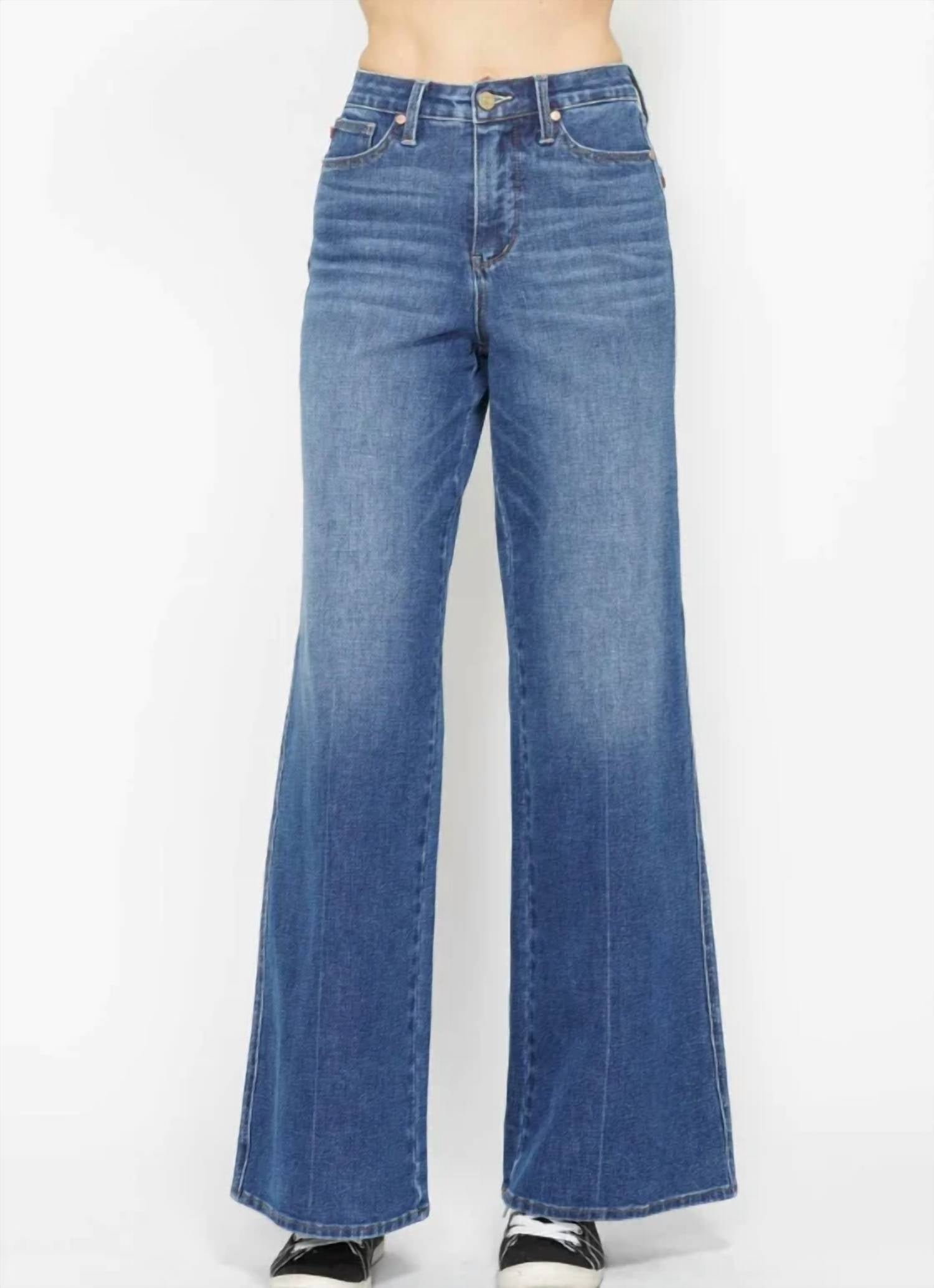 Judy Blue - Women's Chrissa Tummy Control Retro Wide Leg Jeans