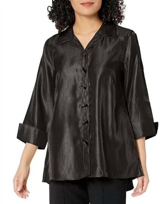 Multiples - Turn-up Cuff Button Front Hi-lo Shirt