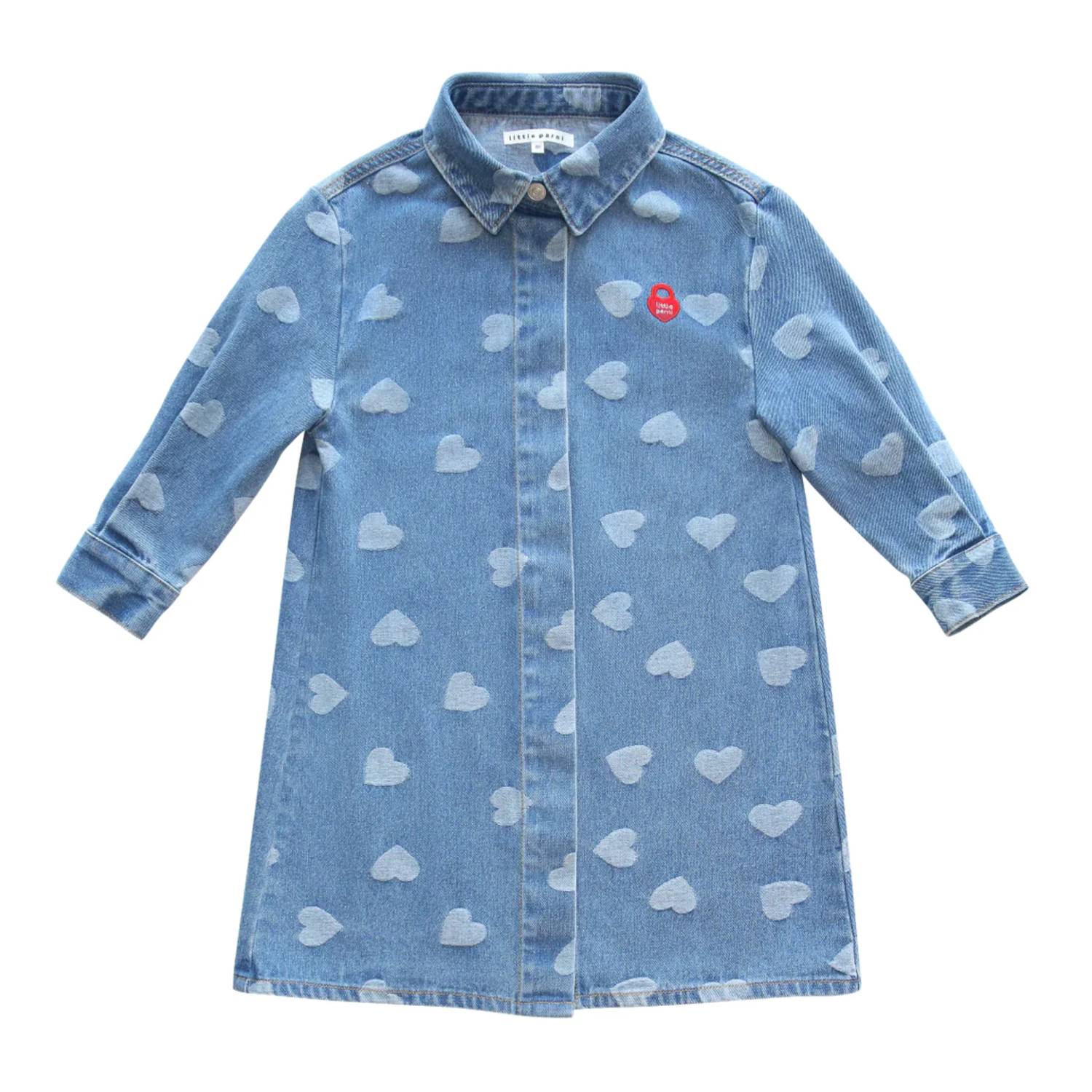 Little Parni - Girls Denim Heart Dress