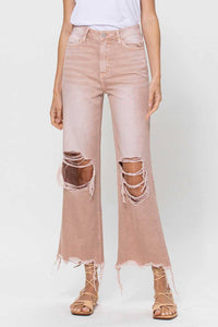 Vervet By Flying Monkey - 90's Vintage Super High Rise Crop Deconstructed Flare Jeans