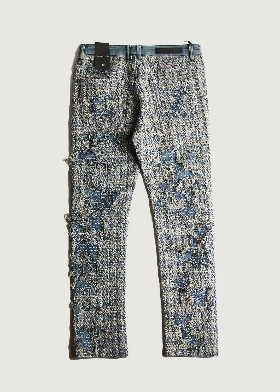 EMBELLISH Men's Salvage Denim Jeans in blue - men's jeans - detail view