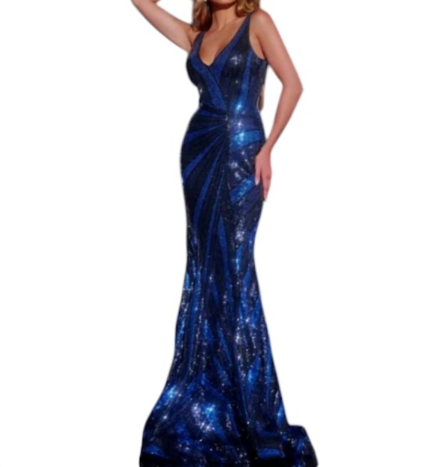 Jovani - Stripe Pattern Prom Dress