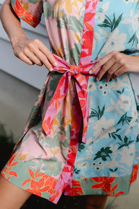 BRITON COURT Elena Mini Dress in colorblock floral - women's dress - detail view